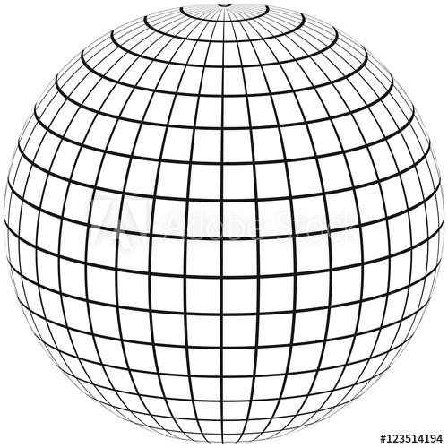500x500 Ball With Lines Earth Globe With Meridian And Longitude, 3d Sphere