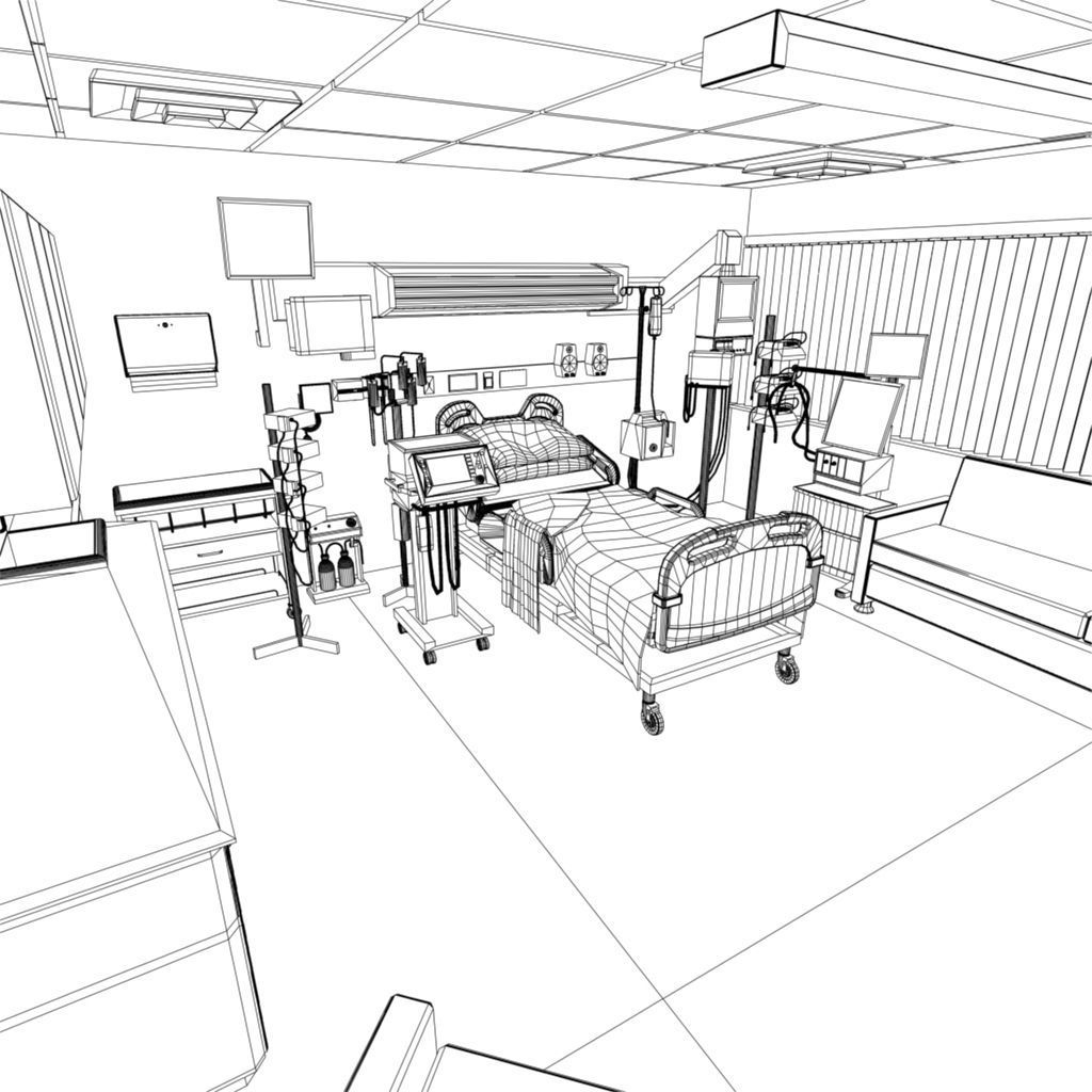 1024x1024 Hospital Rooms 3d Asset Cgtrader