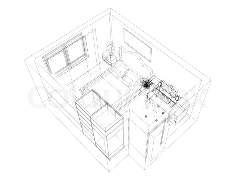 800x641 3d Bedroom Design Stock Photo Colourbox