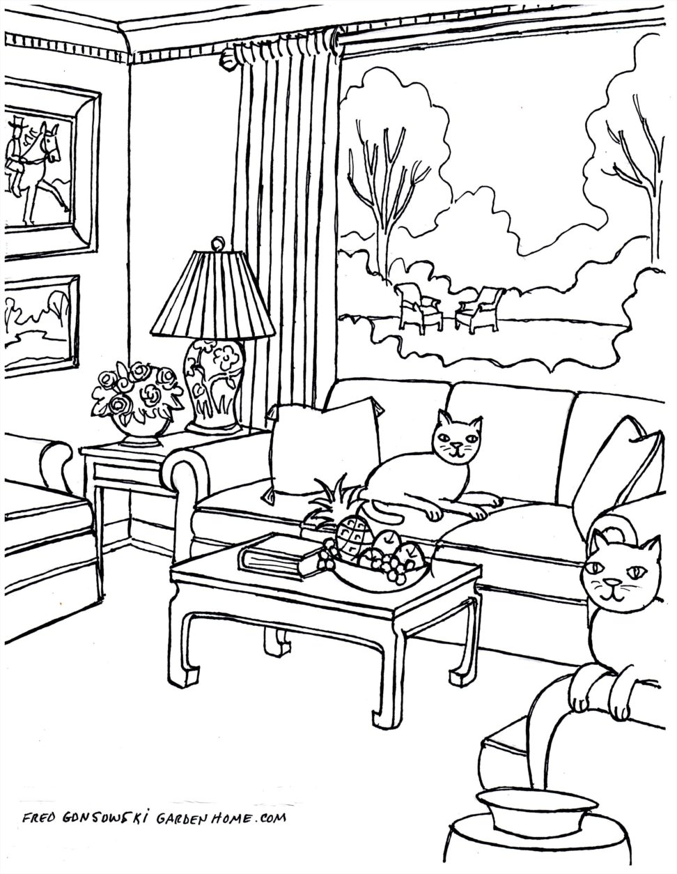 972x1254 Beautifulliving Room With Cats With Chic Delicate Bedroom