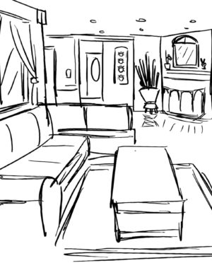 300x372 Modern Living Room Drawing In 2d And 3d. Ideas. Niudeco Interior