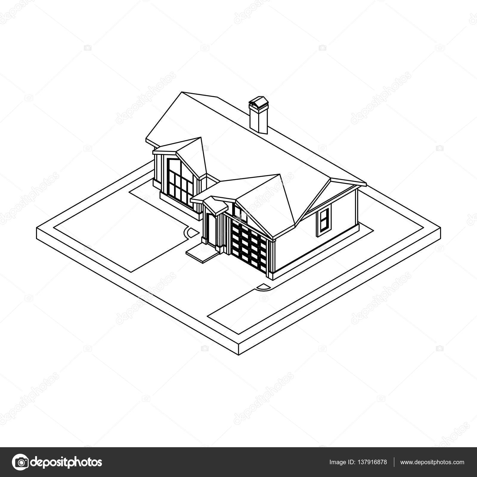 1600x1601 Drawing Of Private House Stock Vector Pleskach