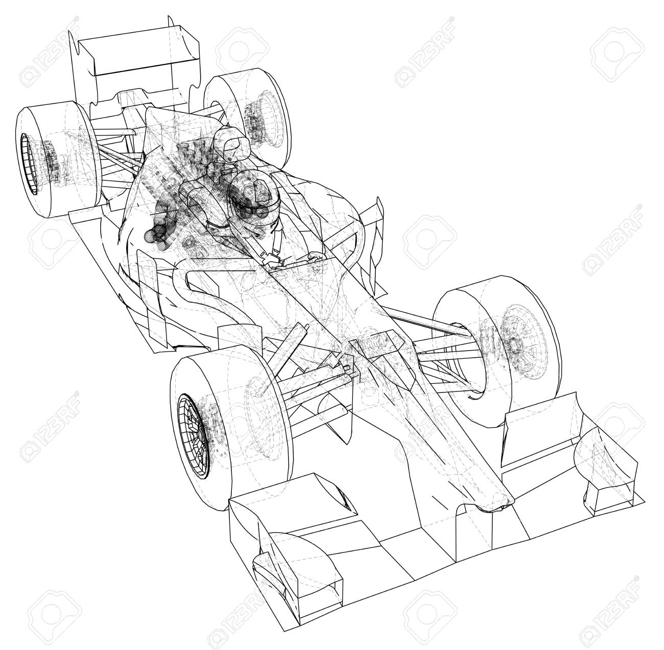 1300x1272 Model Speed Car. Abstract Drawing. Wire Frame. Eps10 Format
