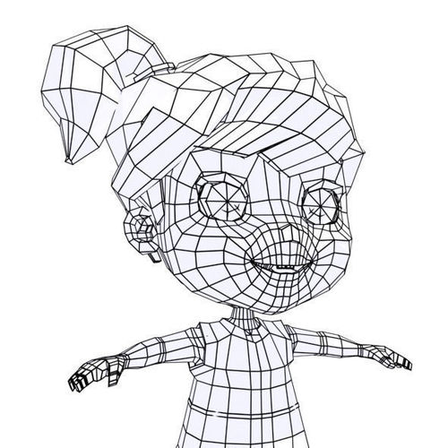 500x500 Cartoon Girl 3d Model Cgtrader
