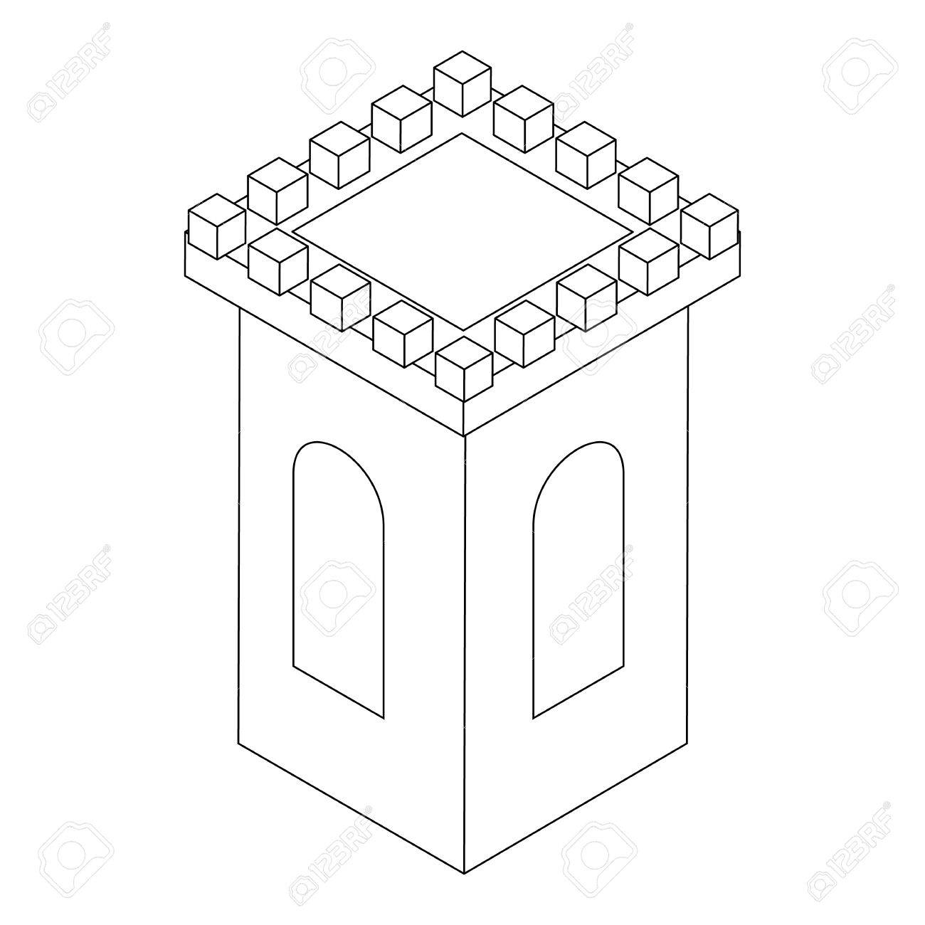 1300x1300 Castle Tower Icon, Isometric 3d Style Isolated On White Background