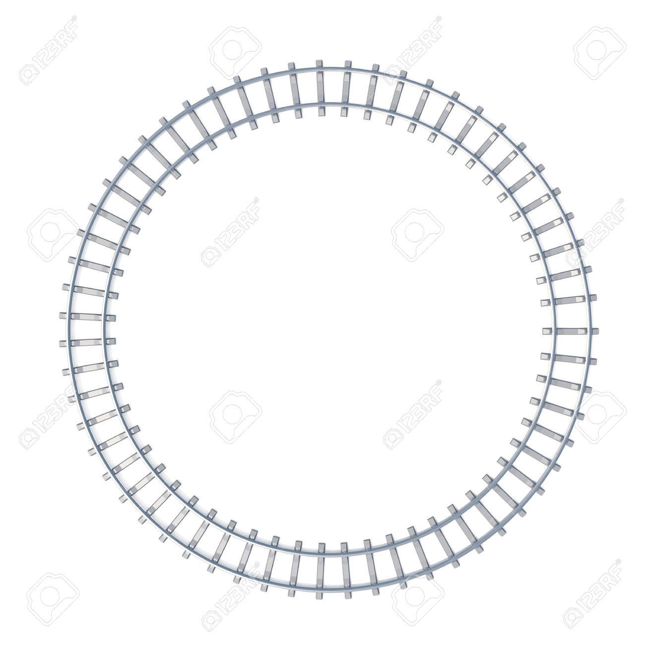 1300x1300 Circle Railroad Isoated On White Background. 3d Illustration Stock