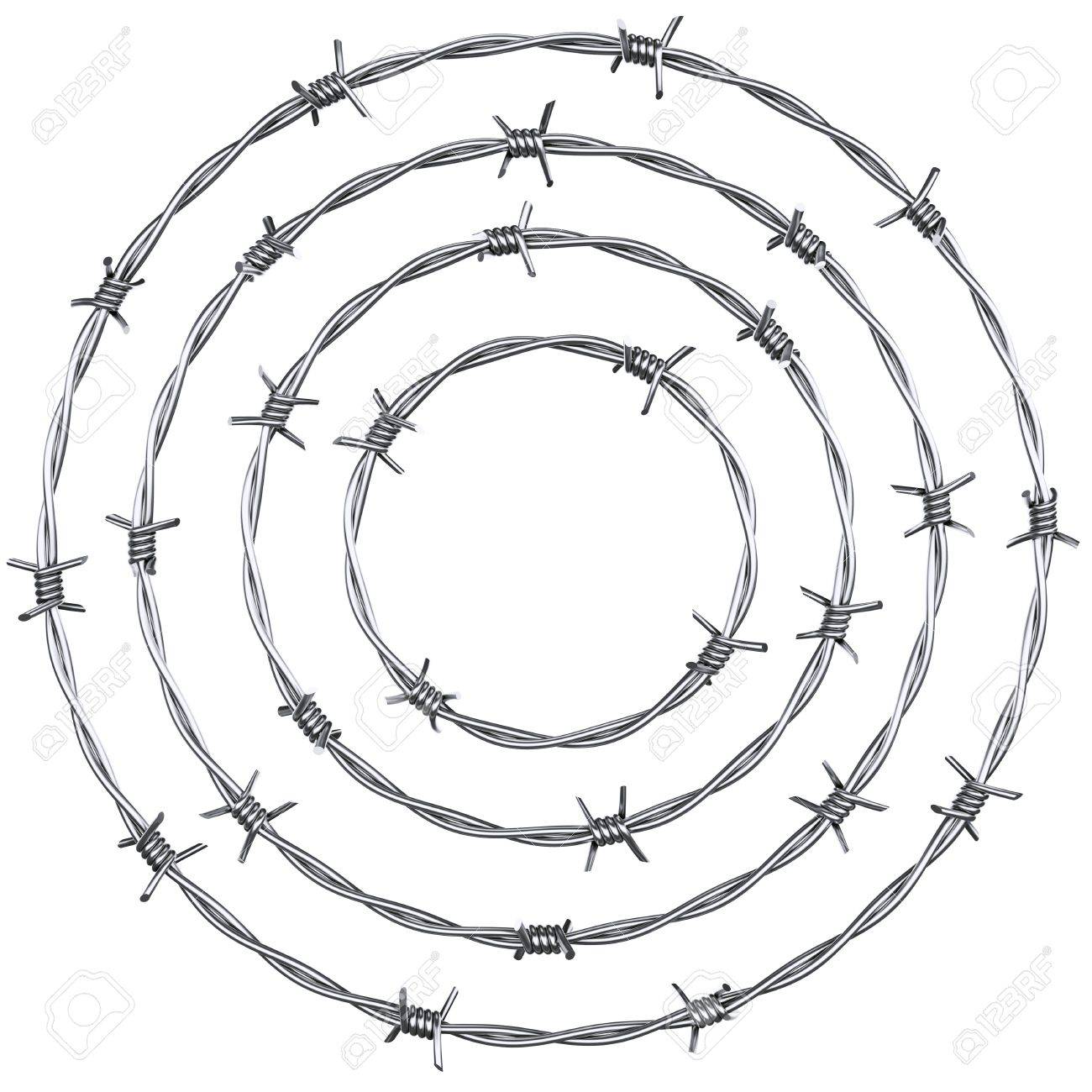 1300x1300 3d Rendering Of Barbed Wire In A Circle Stock Photo, Picture