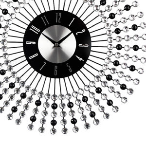 300x300 Modern Large Wall Clock Sticker 3d Diamond Metal Wall Art Decal