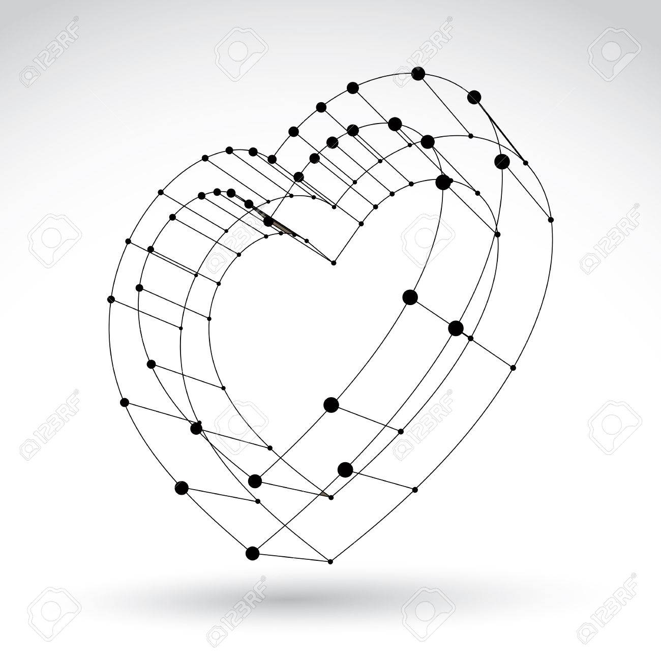 1300x1300 3d Mesh Stylish Web Monochrome Love Heart Sign Isolated On White