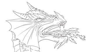 320x180 Dragon In Fly. On White Screen Hd 2d Line Animation Made In 3d