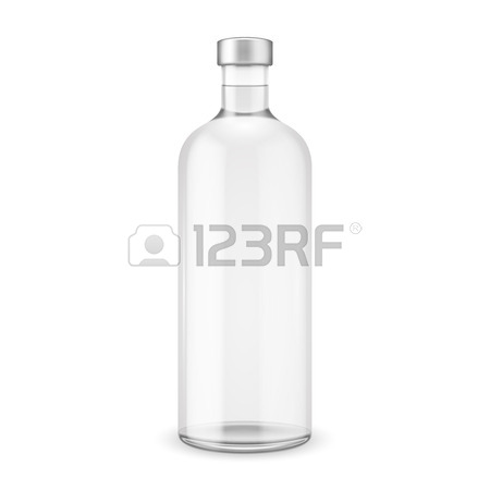 450x450 Glass Vodka Bottle With Silver Cap. Vector Illustration. Glass