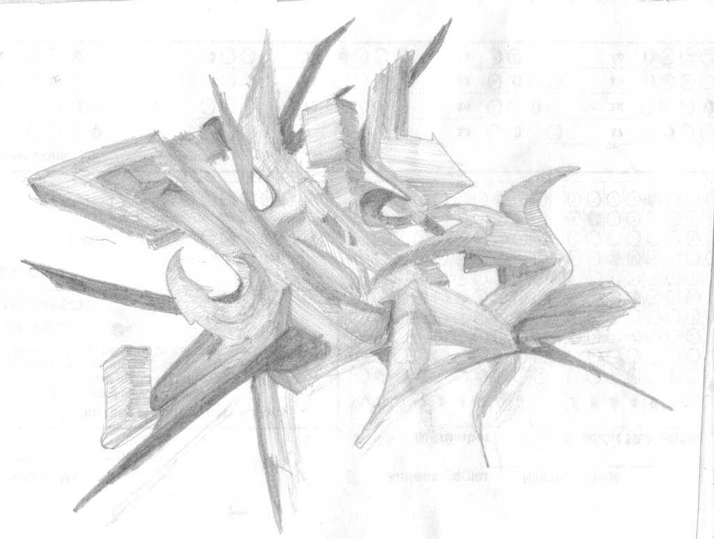 1024x773 Tribal 3d Graffiti Pencil Sketch By Ziranguy