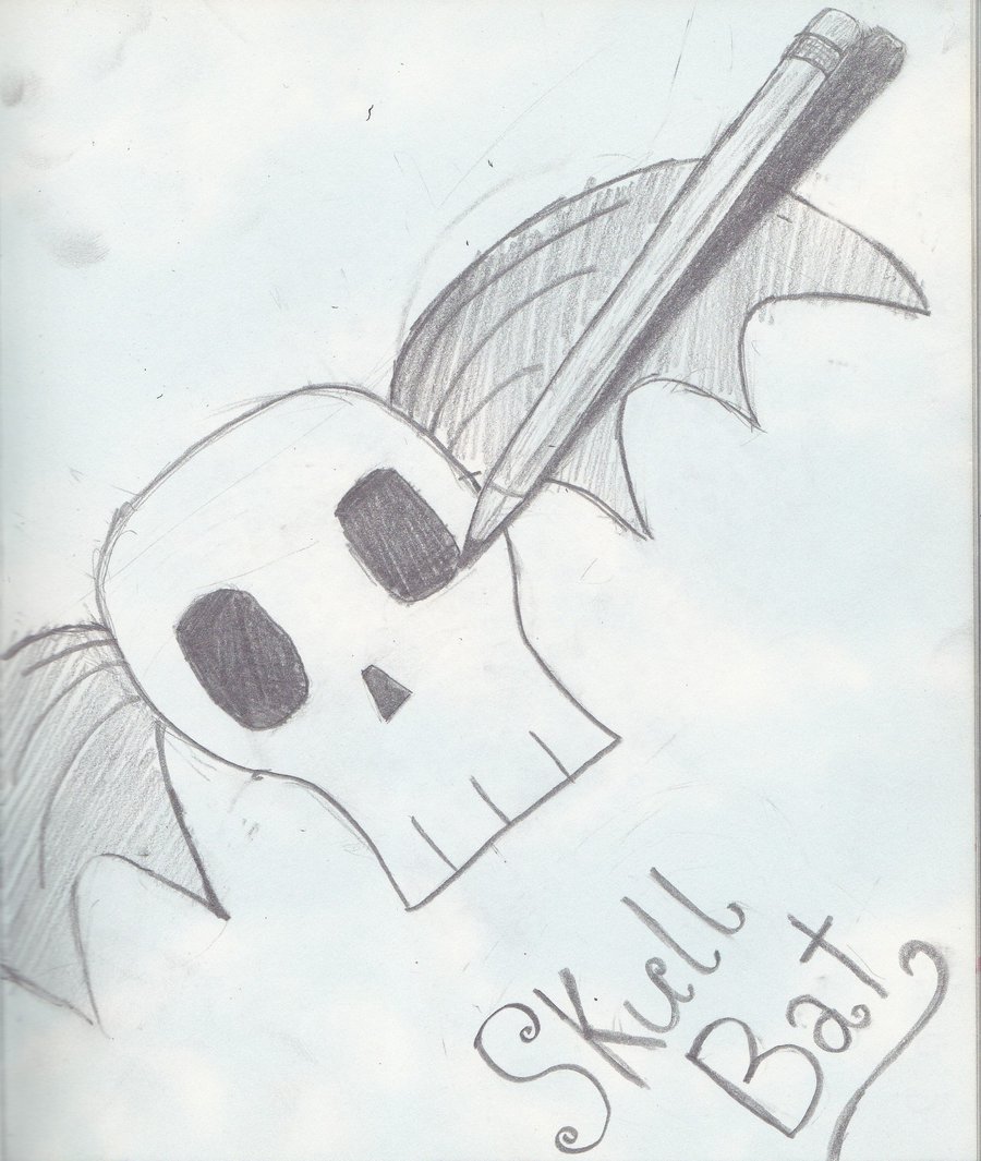 900x1065 3d Pencil Drawing A Skull Bat By Muzicislove