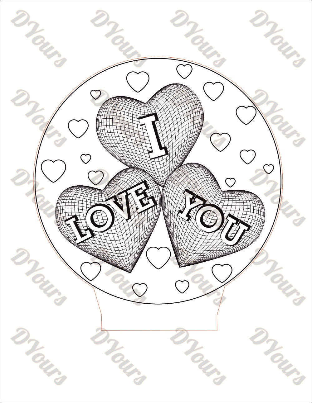 1000x1294 I Love You 3d Lamp Vector Model Heart Shaped Svg Cdr Pdf Dxf