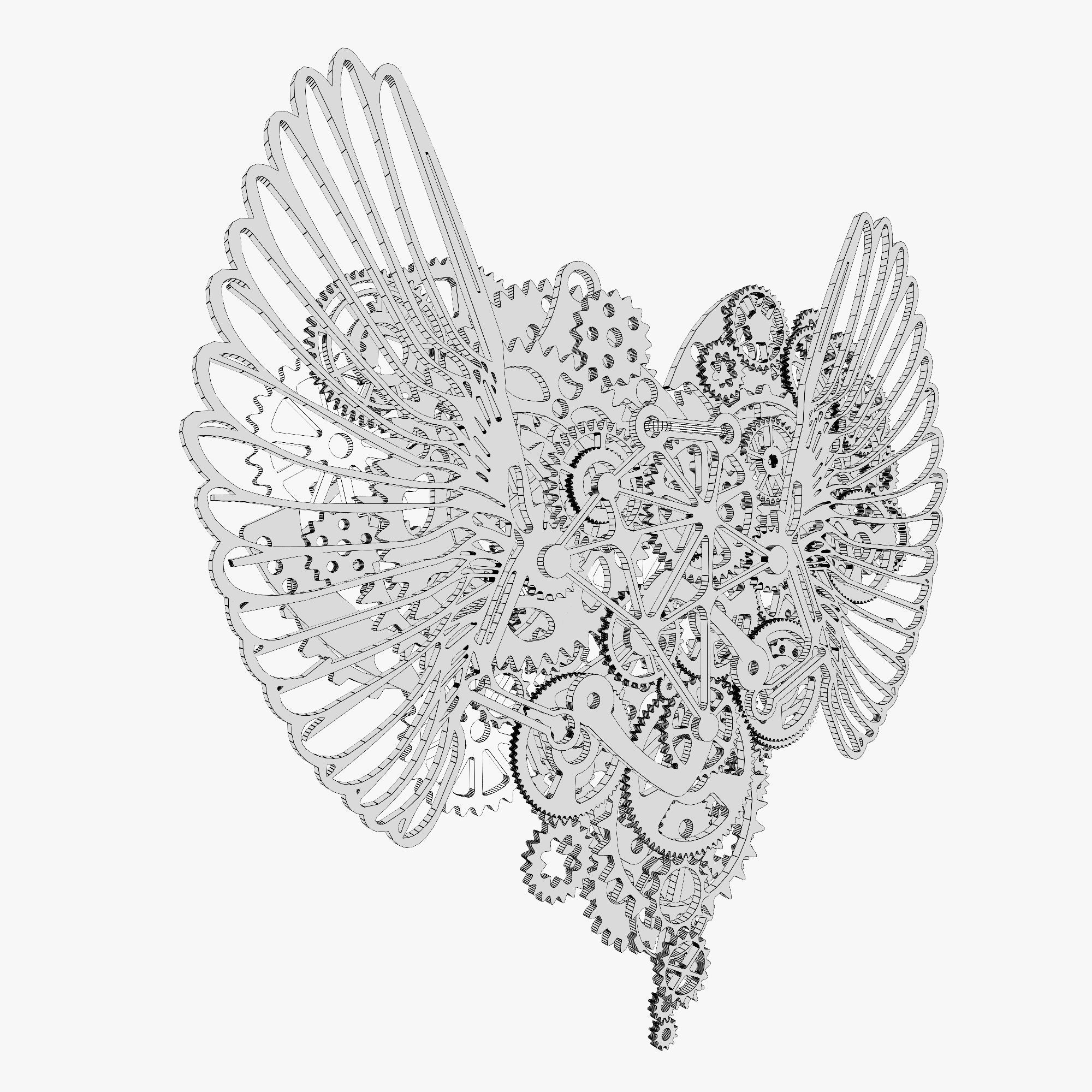 2000x2000 3d Panel Clockwork Love Cgtrader