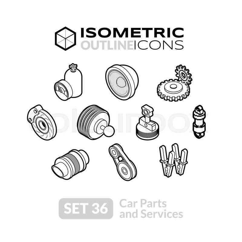 800x800 Isometric Outline T Icons, 3d Pictograms Vector Set 36