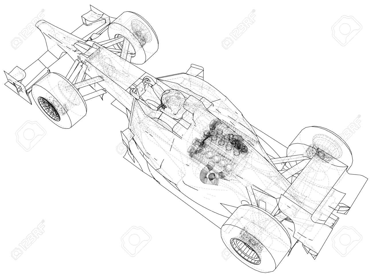 1300x972 Model Speed Car. Abstract Drawing. Tracing Illustration Of 3d