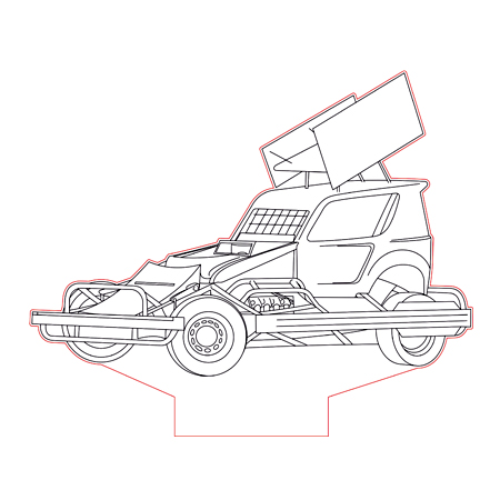 450x450 Race Car 3d Illusion Lamp Plan Vector File For Cnc