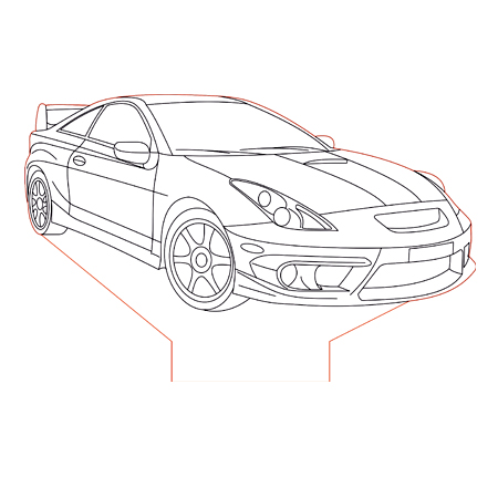 450x450 Toyota Celica 3d Illusion Lamp Plan Vector File For Cnc