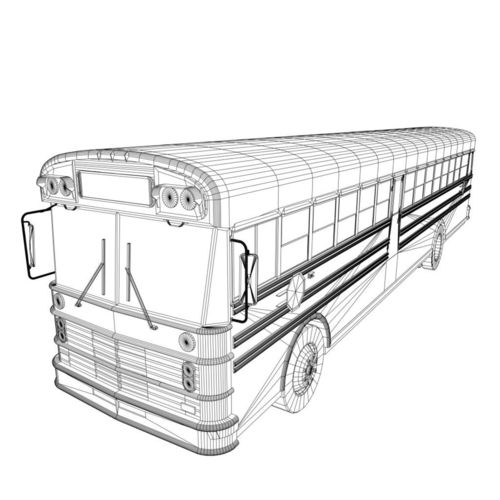 500x500 3d Model American School Bus Cgtrader