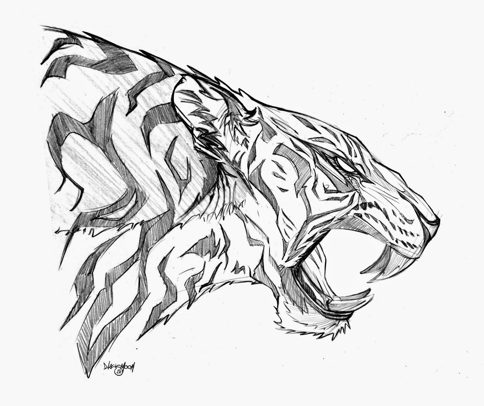 1600x1344 Tiger 3d Sketch