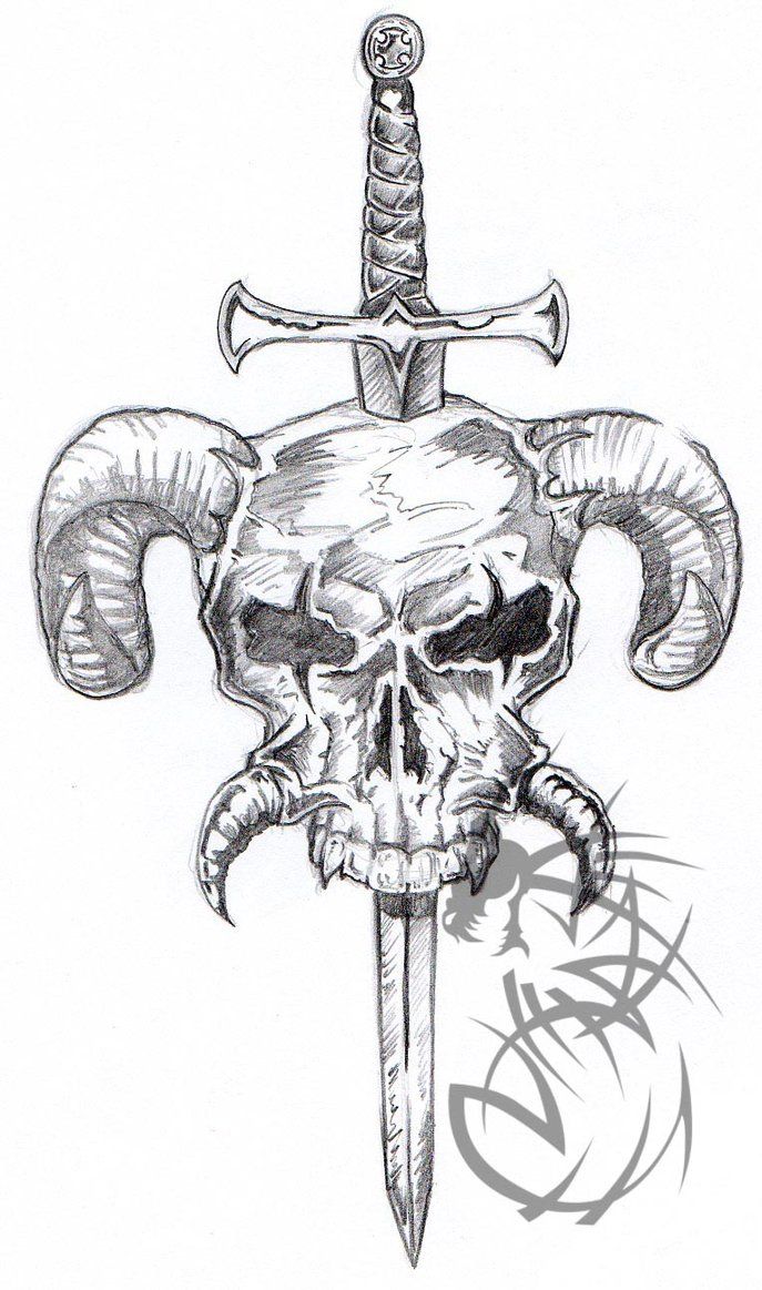 687x1163 Collection Of Snake And Sword Skull Tattoos Sample