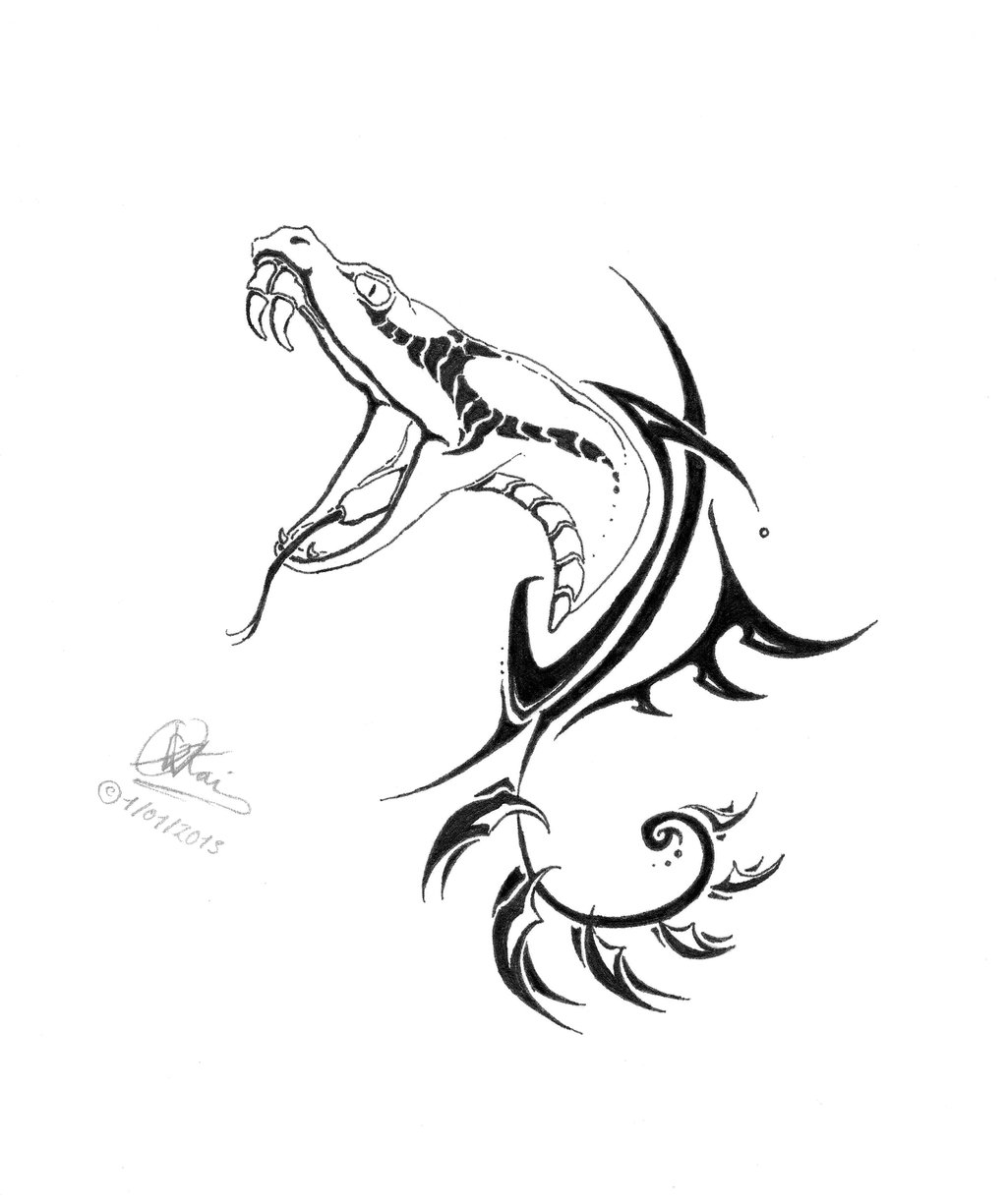 1024x1225 Collection Of Tribal Snake Tattoo Style