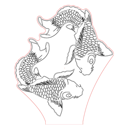 450x450 Koi Fish 3d Illusion Light Plan Vector File For Cnc