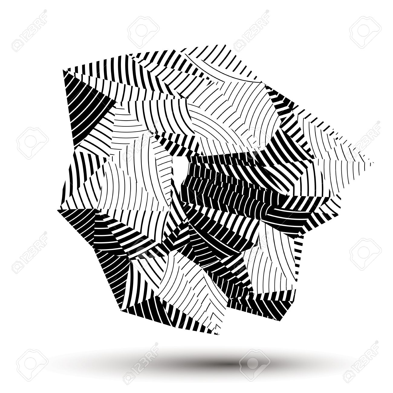 1300x1300 Asymmetric 3d Abstract Striped Object, Monochrome Geometric