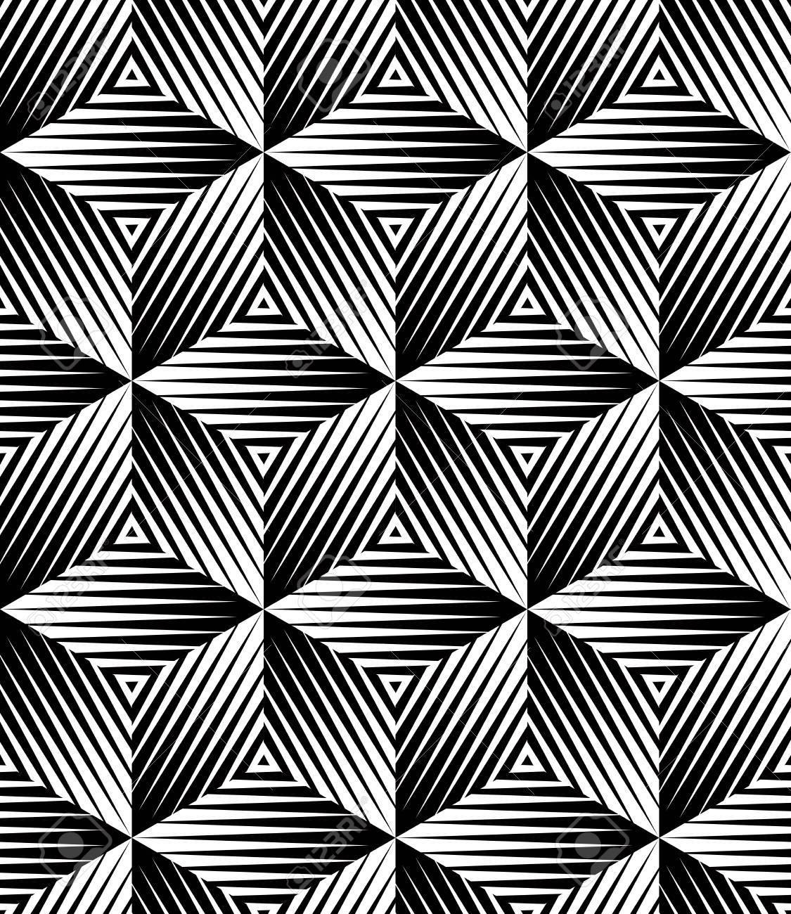 1125x1300 Black And White Illusive Abstract Geometric Seamless 3d Pattern