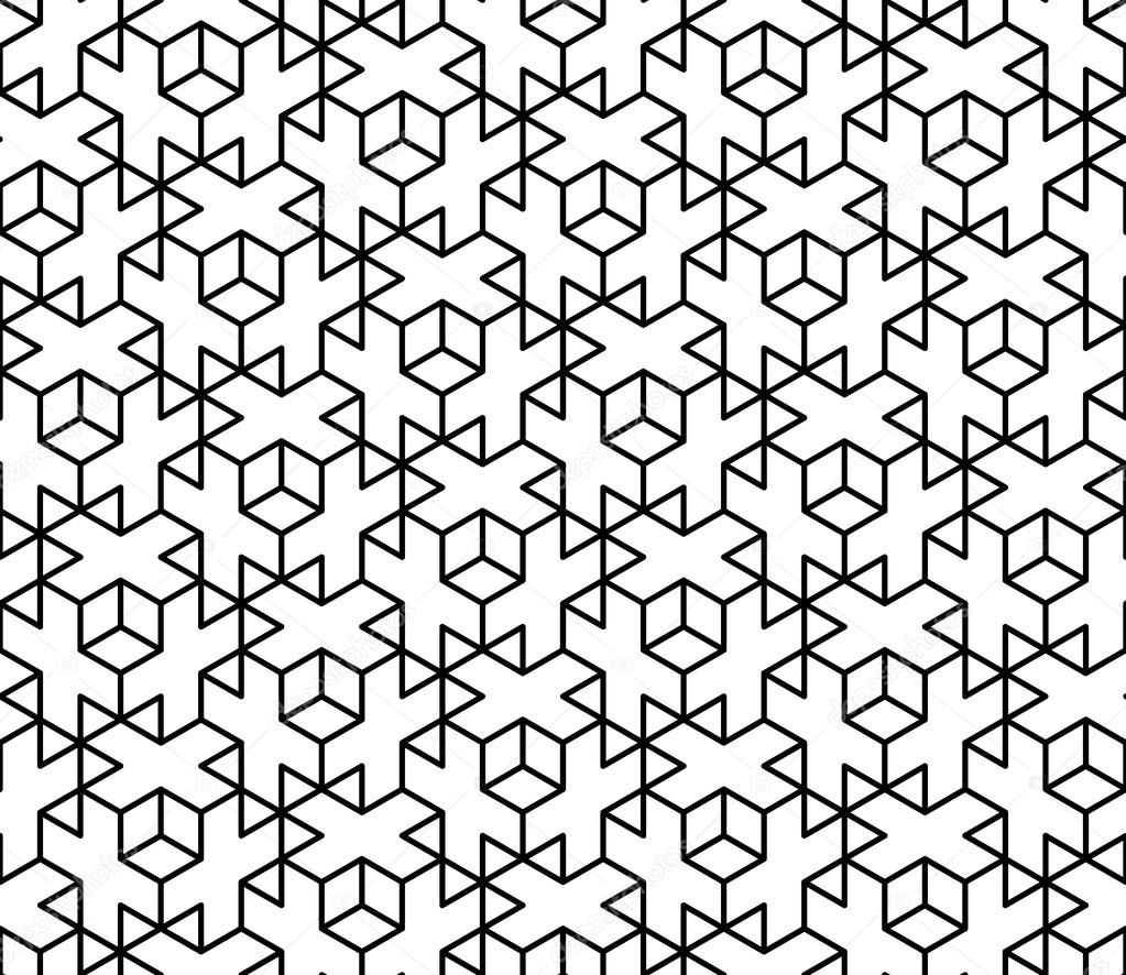 1023x886 Vector Modern Seamless Sacred Geometry Pattern 3d, Black And White