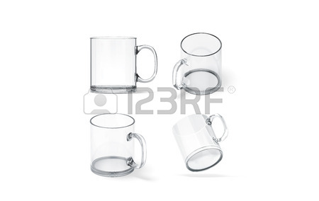 450x284 Blank Transparent Glass Mug Mock Up Set Isolated, 3d Rendering