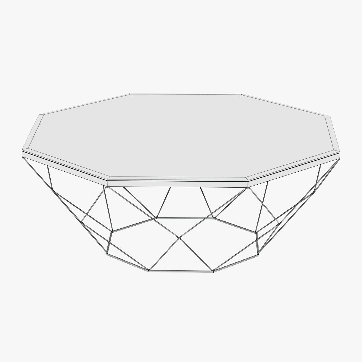 1200x1200 Geometric Antique Brass Coffee Table With Glass Top 3d Model Max