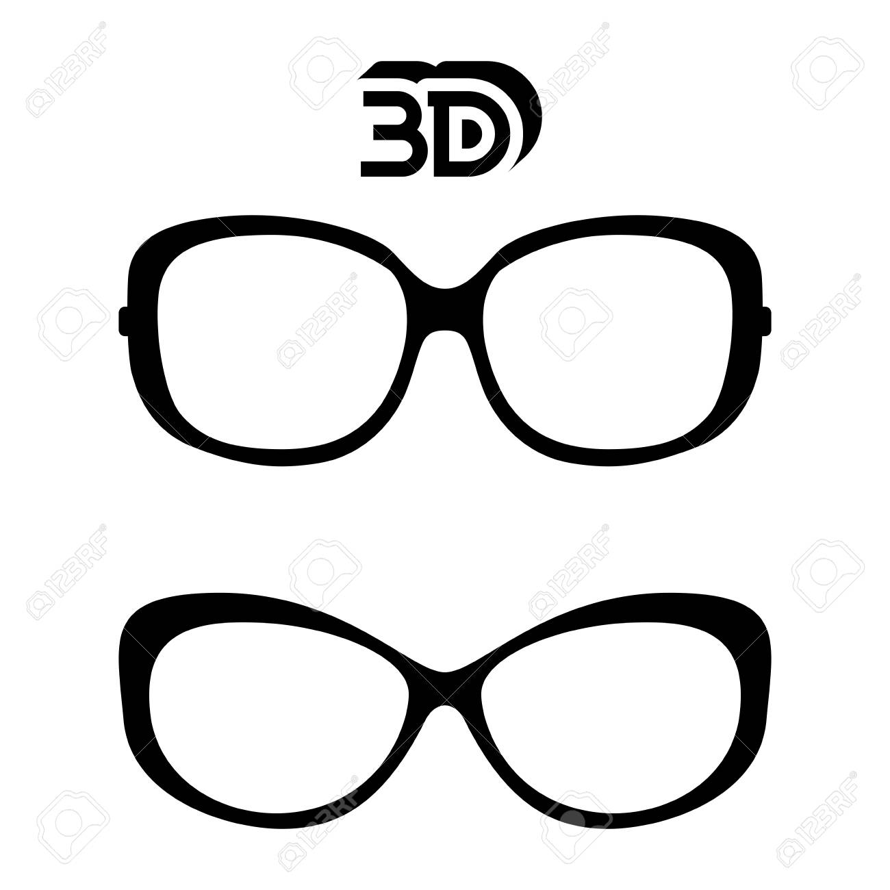 1300x1300 Black And White 3d Glasses Icon Isolated Royalty Free Cliparts