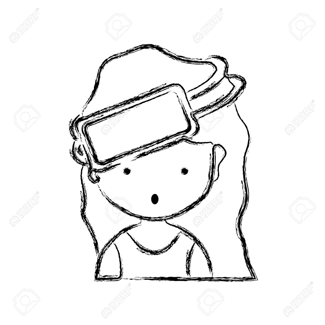 1300x1300 Figure Girl With Hairstyle And 3d Glasses Of Videogame Royalty