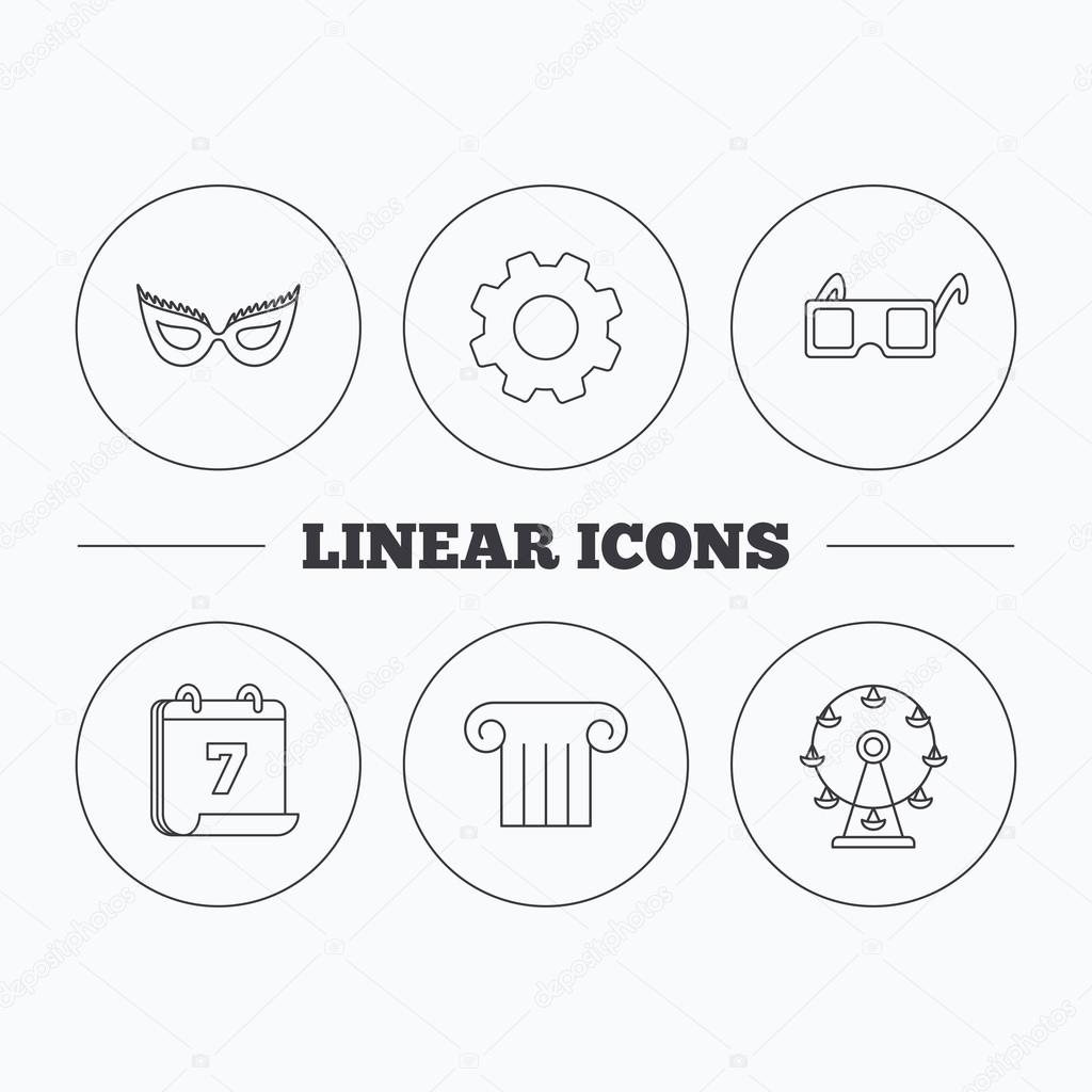 1024x1024 Mask, 3d Glasses And Column Icons. Stock Vector Tanyastock