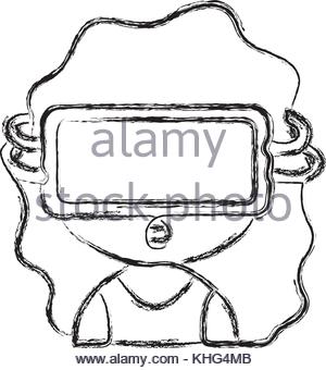 300x340 Figure Girl With 3d Glasses To Virtual Video Game Vector