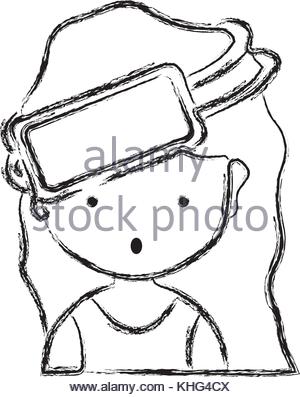 300x397 Girl With Hairstyle And 3d Glasses Of Videogame Vector