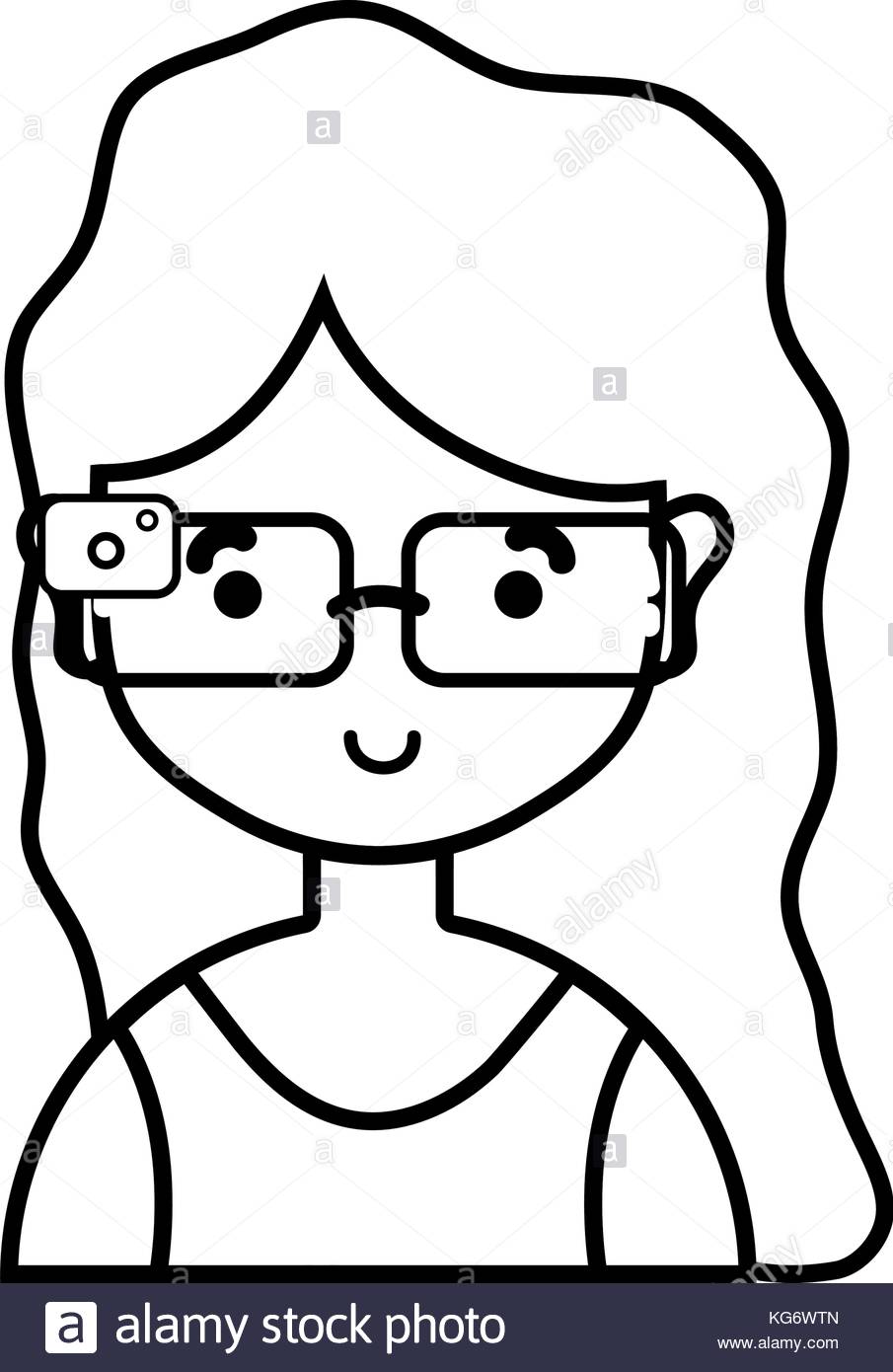 905x1390 Line Girl With 3d Glasses To Virtual Video Game Vector