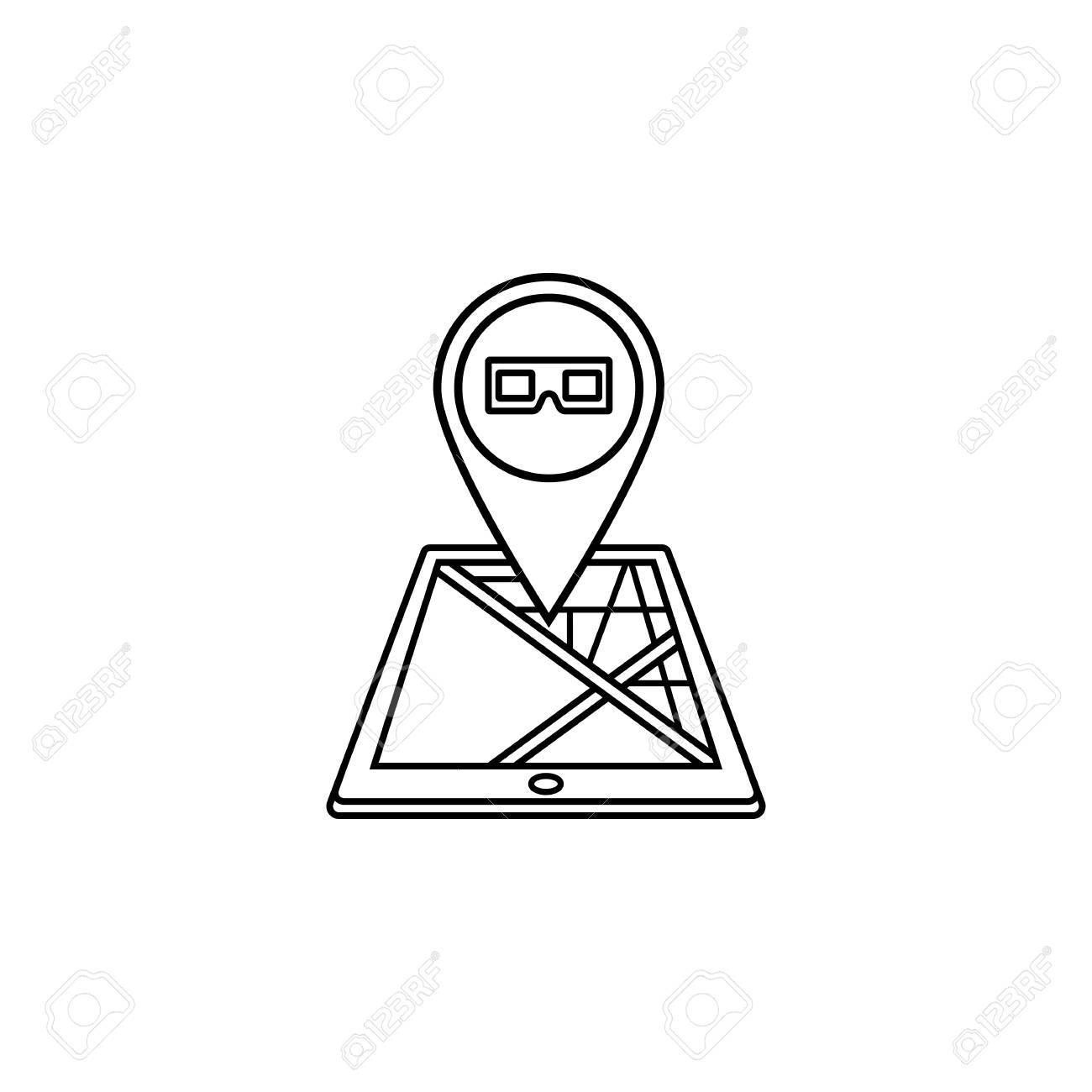 1300x1300 3d Glasses Map Pointer Line Icon, Mobile Gps Royalty Free Cliparts