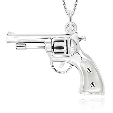 395x395 925 Sterling Silver 3d Pistol Gun Revolver With Mother