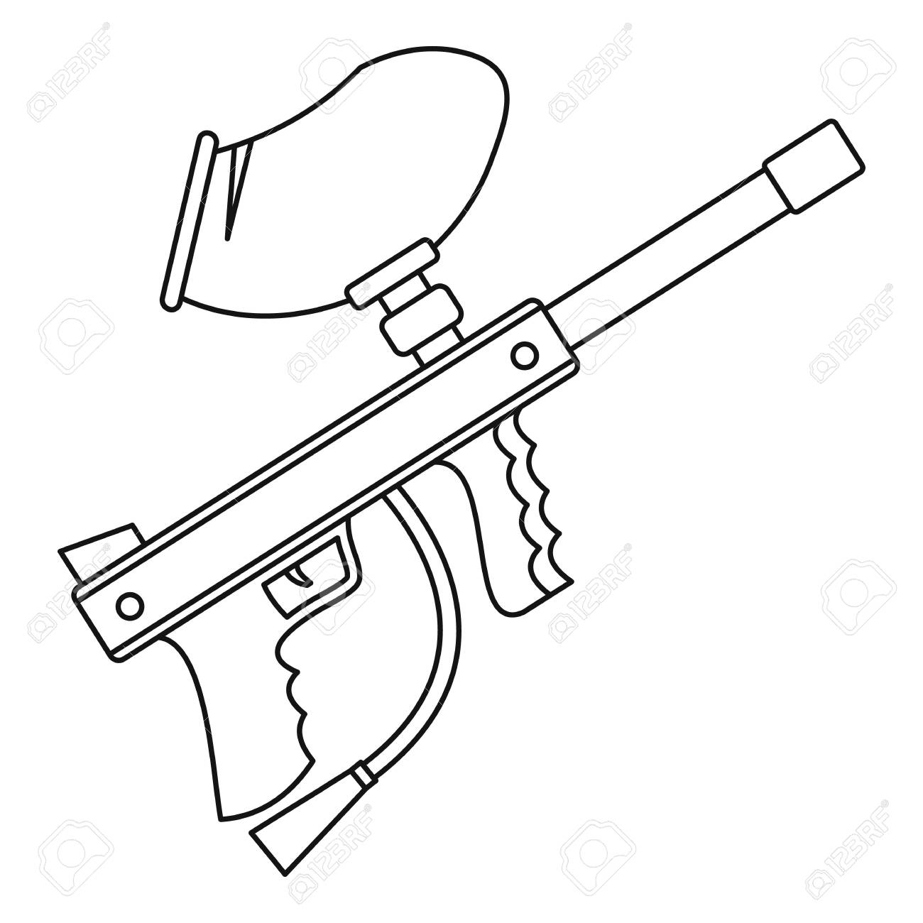 1300x1300 Paintball Gun Icon In Outline Style On A White Background Vector
