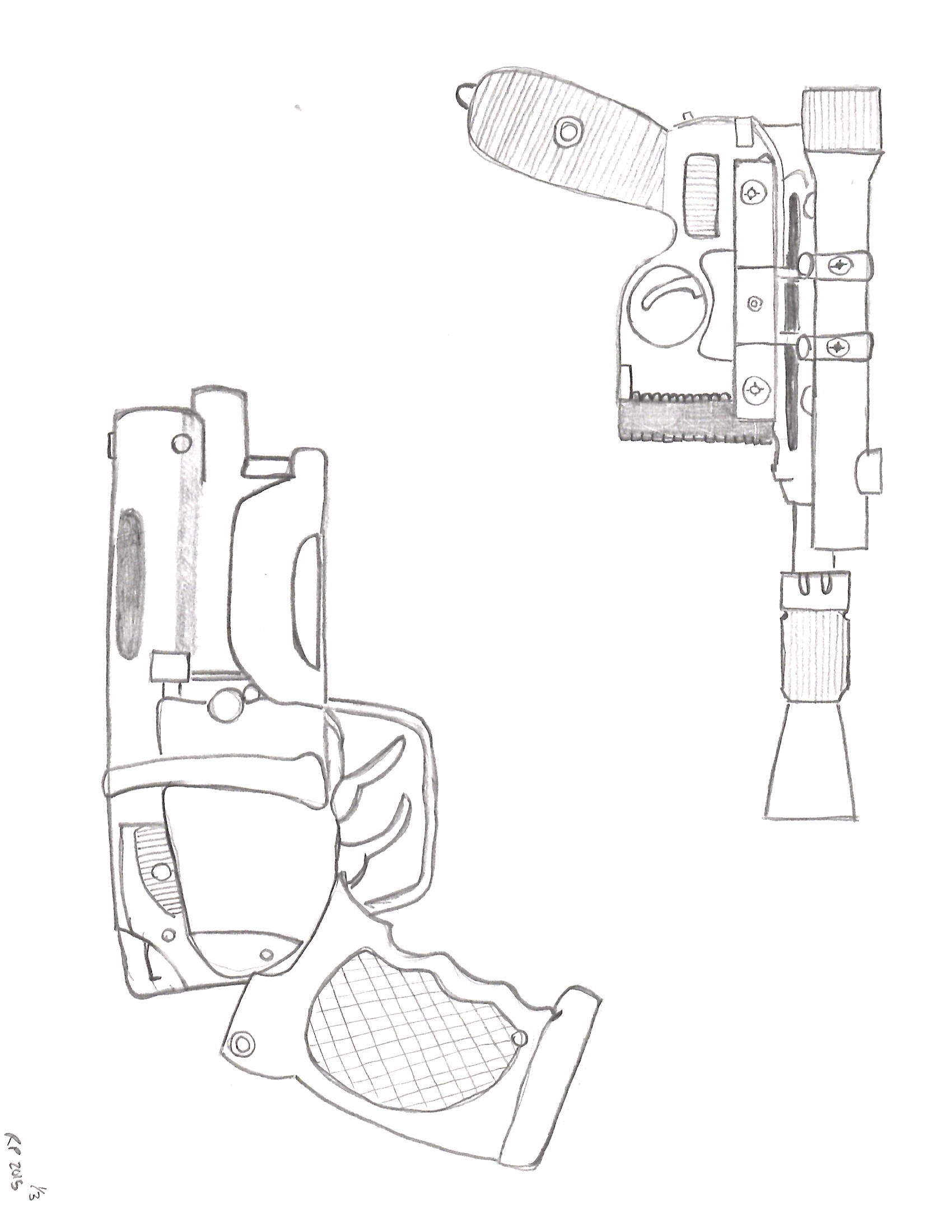 1700x2200 Sketches Of Famous Sci Fi Guns (Art By Bluntzilla53)
