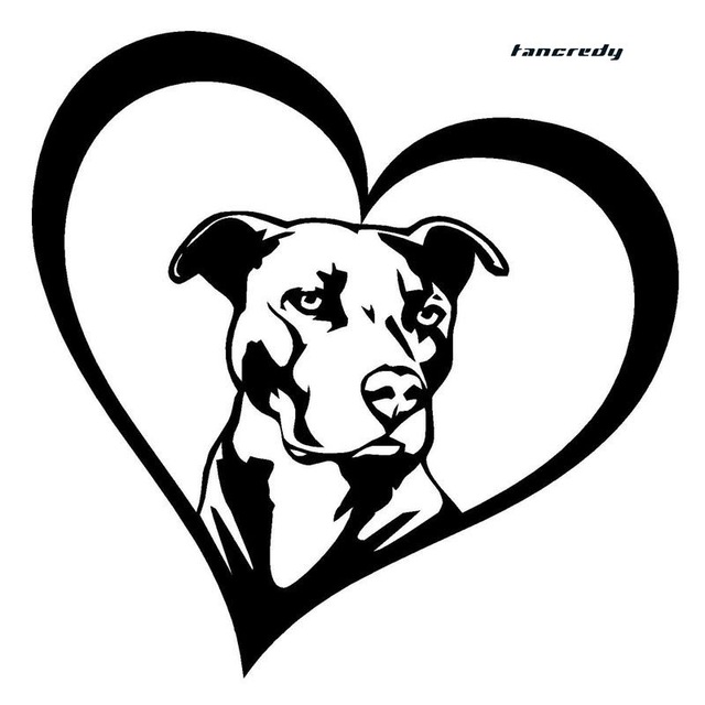 640x640 1pcs 3d Car Styling Stickers Pitbull Heart Dog Car Decals