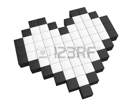 450x347 Love Concept. 3d Pixel Heart On A White Background Stock Photo