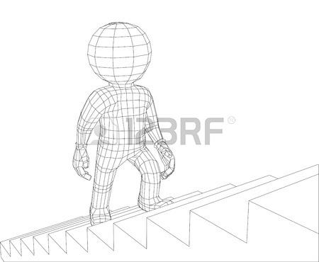 450x370 Puppet 3d Man Walking Up Stairs Isolated On White Background
