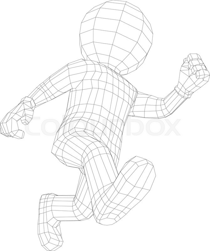 670x800 Puppet 3d Man Running Isolated On White Background, Side View