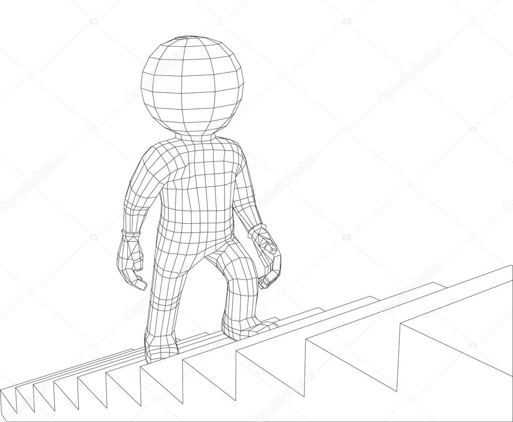1023x841 Puppet 3d Man Walking Stairs Stock Vector Cherezoff
