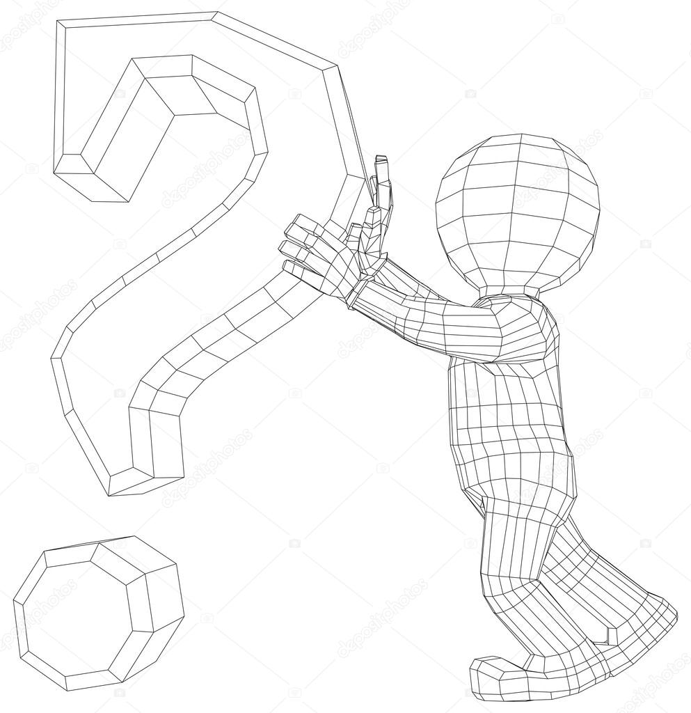 993x1024 Puppet 3d Man With Question Sign Stock Vector Cherezoff