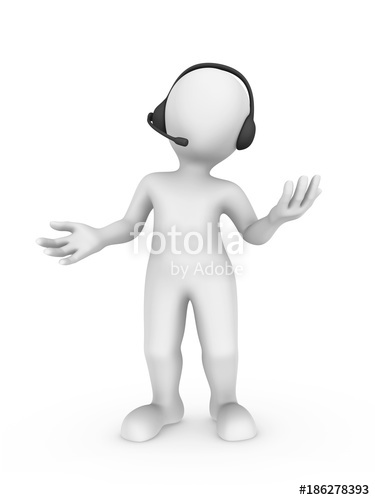 375x500 3d White Man With Headset In Support Center Stock Photo